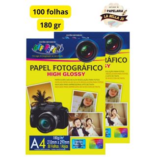 100 folhas Papel Fotográfico A4 180g Glossy - OFF PAPER em Oferta na Shopee