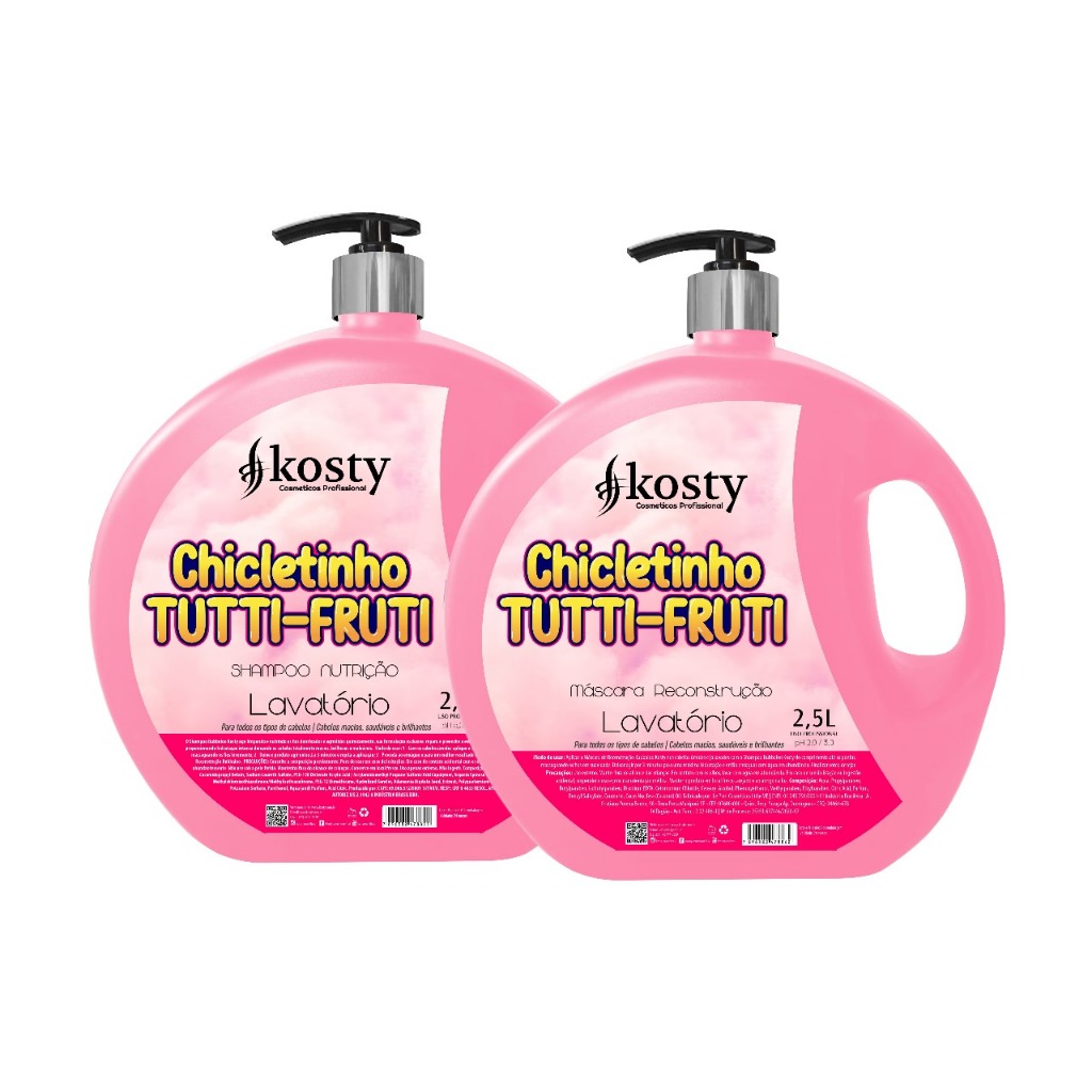 kit shampoo e condicionador chicletinho 2,5l kosty nutrição