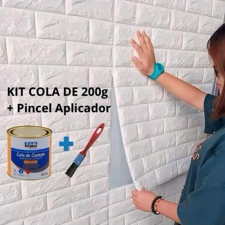 Kit Cola Papel de parede, Placas Pvc, com Pincel aplicador 200g Tek bond