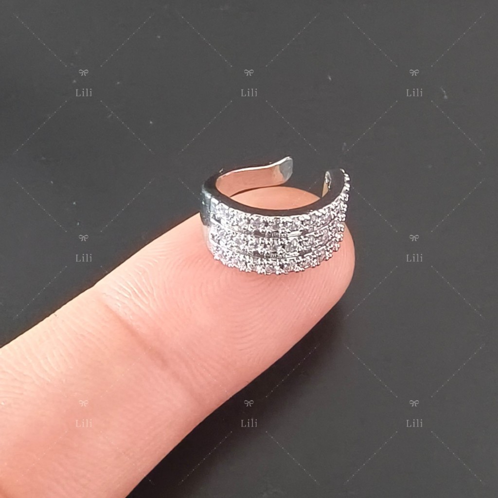 1 Percing fake com Pedras zircônia cravejadas Prata legtima