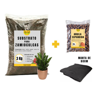 Kit Montagem de Vaso Sub. Zamioculcas + Manta + Argila em Oferta na Shopee