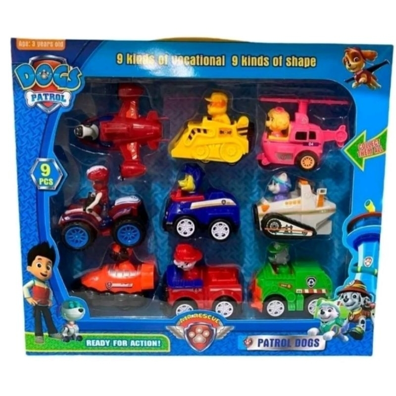 Brinquedo patrulha canina 9 e 6 carrinhos friçao  para crianças