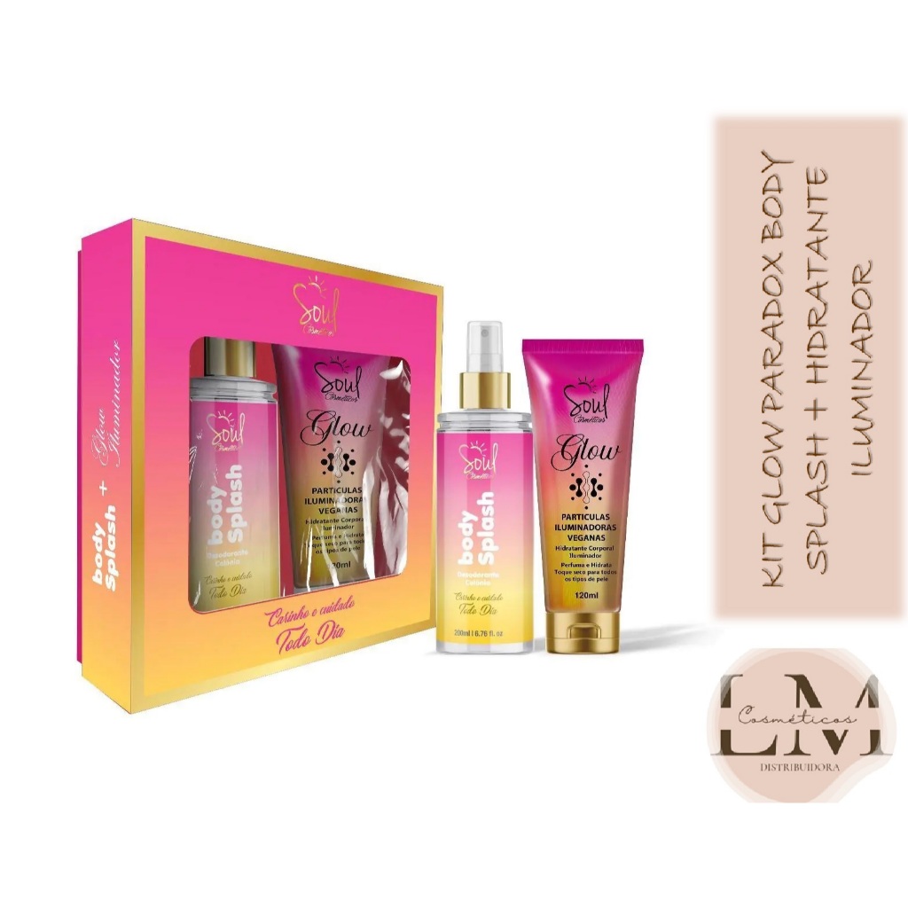 Kit Presente Glow Paradox Body Splash + Hidratante Iluminador