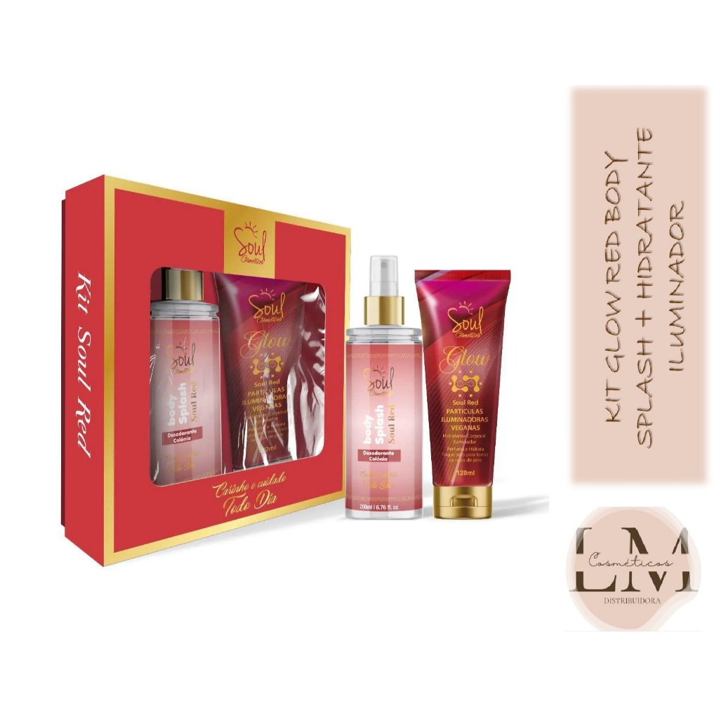 Kit Presente Glow Red Body Splash + Hidratante Iluminador