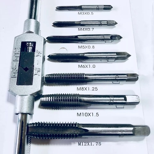 Jogo De Macho Com Vira Macho 8 Pças M3 A M12 Pra Abrir Rosca em Oferta na Shopee