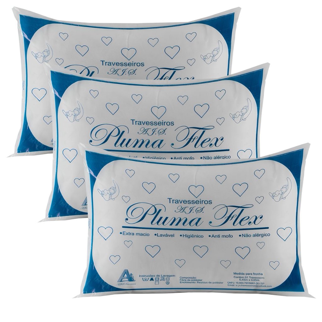 Kit com 3 Travesseiros Tnt de Manta Fibra Mista Macio Envio Imediato em Oferta na Shopee