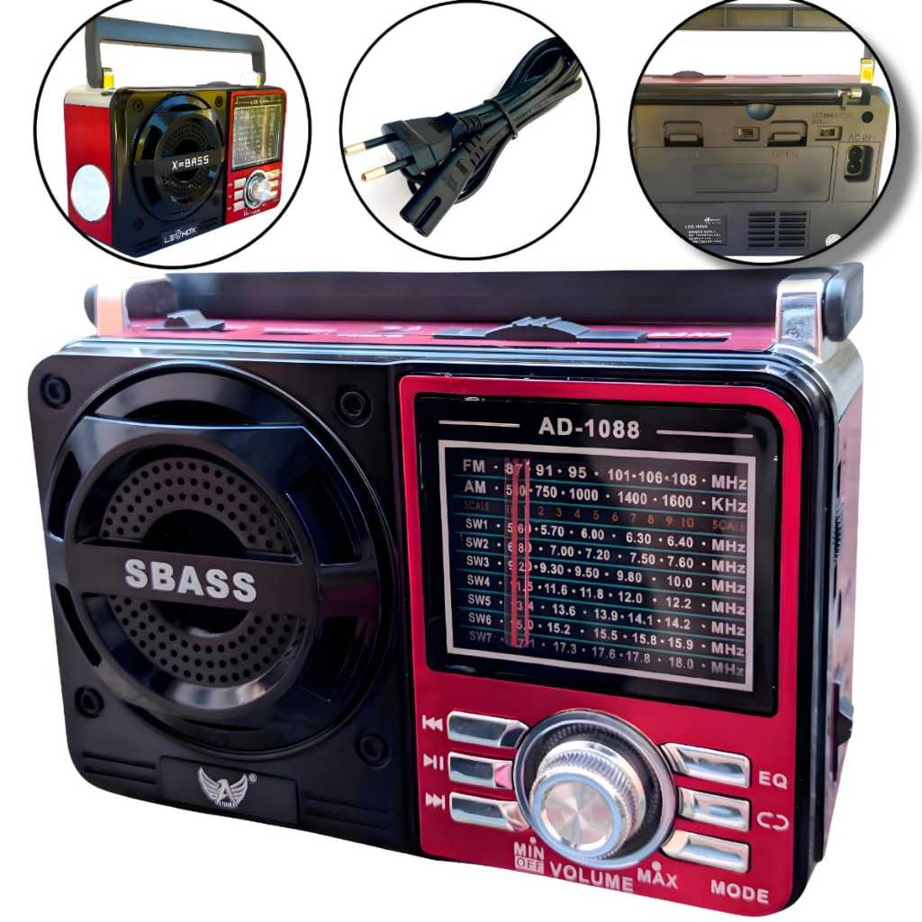 Radio Portátil Retro Am Fm Pilha Eletrico Pendrive Sd Mp3 Bluetooth Para Idosos Vintage