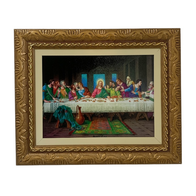 Quadro Decorativo Santa Ceia Grande Imagem Resinada 46x56cm.
