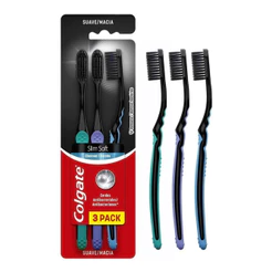 COLGATE ESCOVA DENTAL SLIM SOFT BLACK MACIA COM 3 UNIDADES