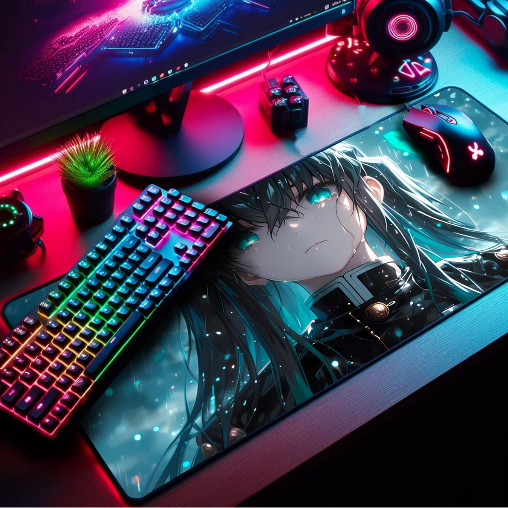 Mouse Pad Gamer Premium Extra Grande 65x32cm Borda Costurada Estampas Caçadores de Oni