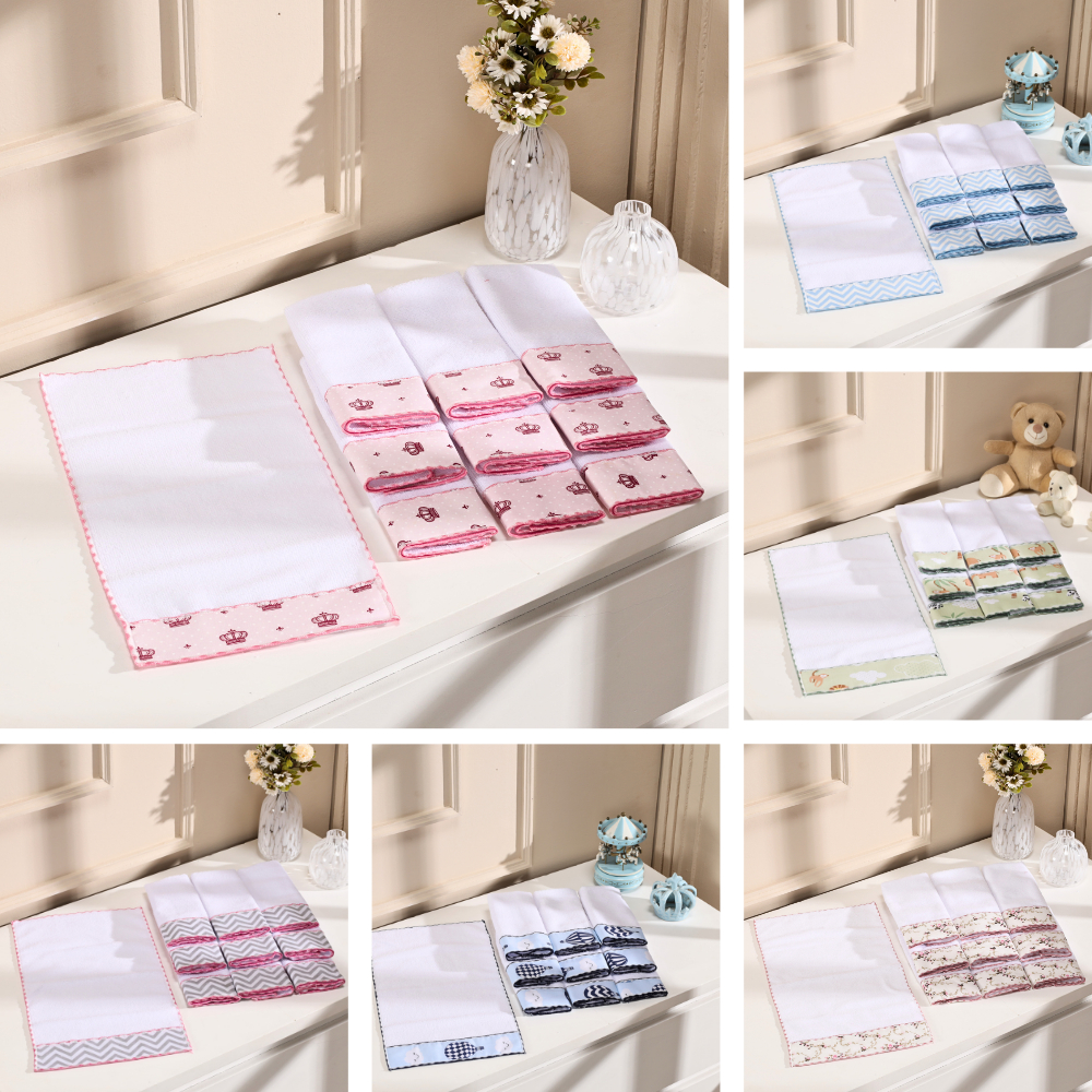 Kit 10 unidades Toalha de Ombro Babete Pano de Boca Paninho 100% Algodão Atoalhado Felpudo em Oferta na Shopee