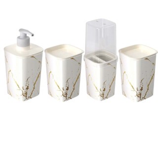 Kit 4 Peças Organização Banheiro Lavabo Conjunto Acessórios Pia Variedade Modelos Cores Plasútil