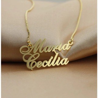 Colar Feminino De NOME COMPOSTO Dourado Personalizado Veneziana Banhado Folheado A Ouro 18k em Oferta na Shopee