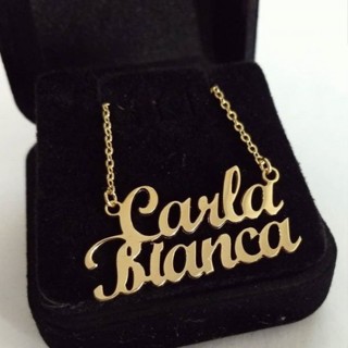 Colar Feminino De Nome COMPOSTO Dourado Personalizado Elo Português Banhado Folheado A Ouro 18k em Oferta na Shopee