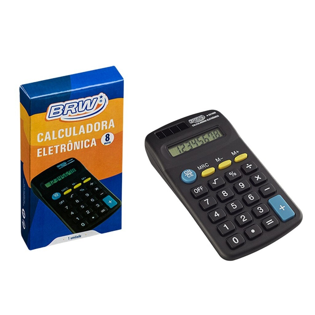 CALCULADORA ELETRÔNICA DE BOLSO BRW CC1000 COR PRETA