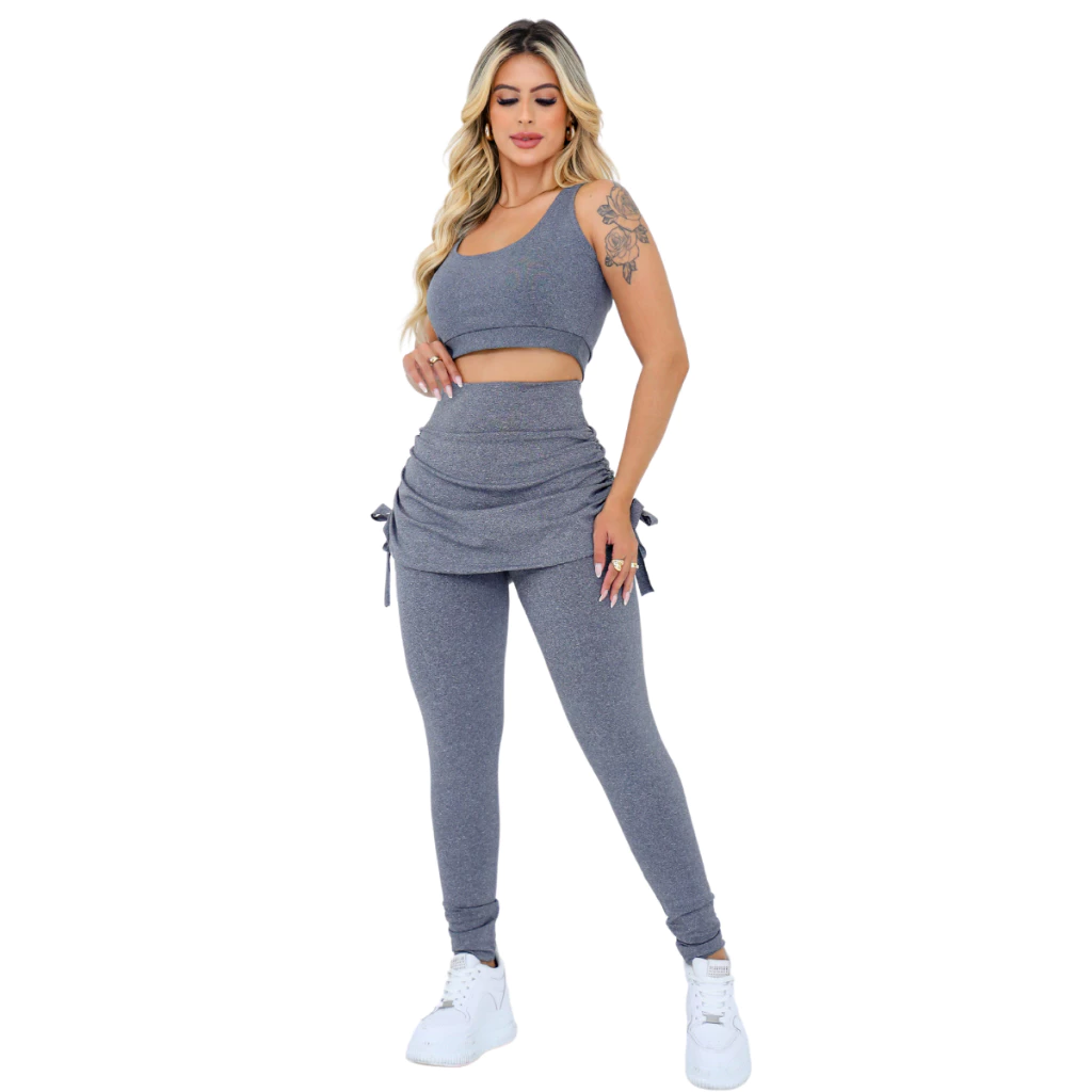 Calça Legging Com Saia Tapa Bumbum Academia Ginástica Moda Fitness — imagem 1