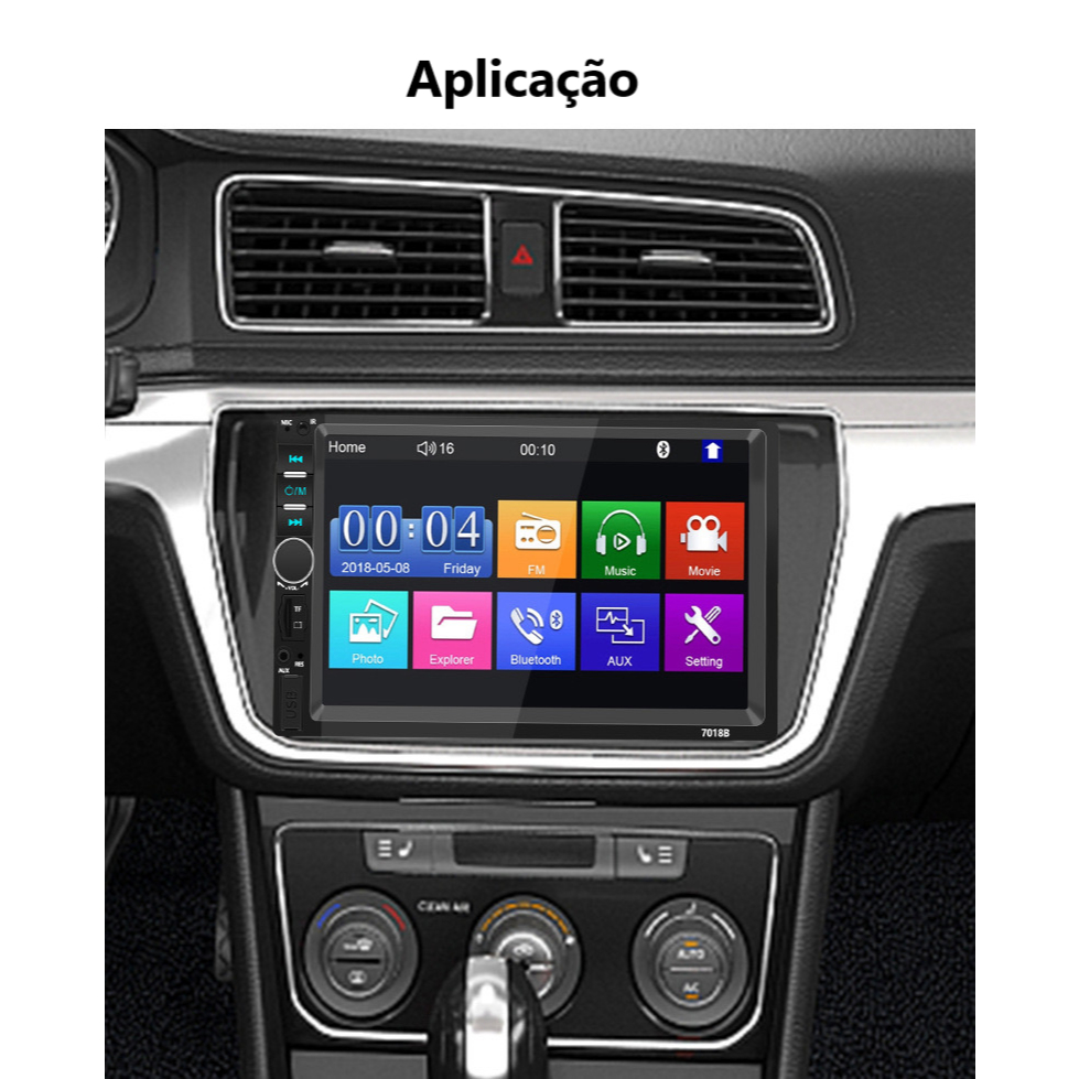 Central Multimídia MP5 Automotiva 7 Polegadas USB/AUX/TF Com Mirrorlink Touch Screen · foto 2