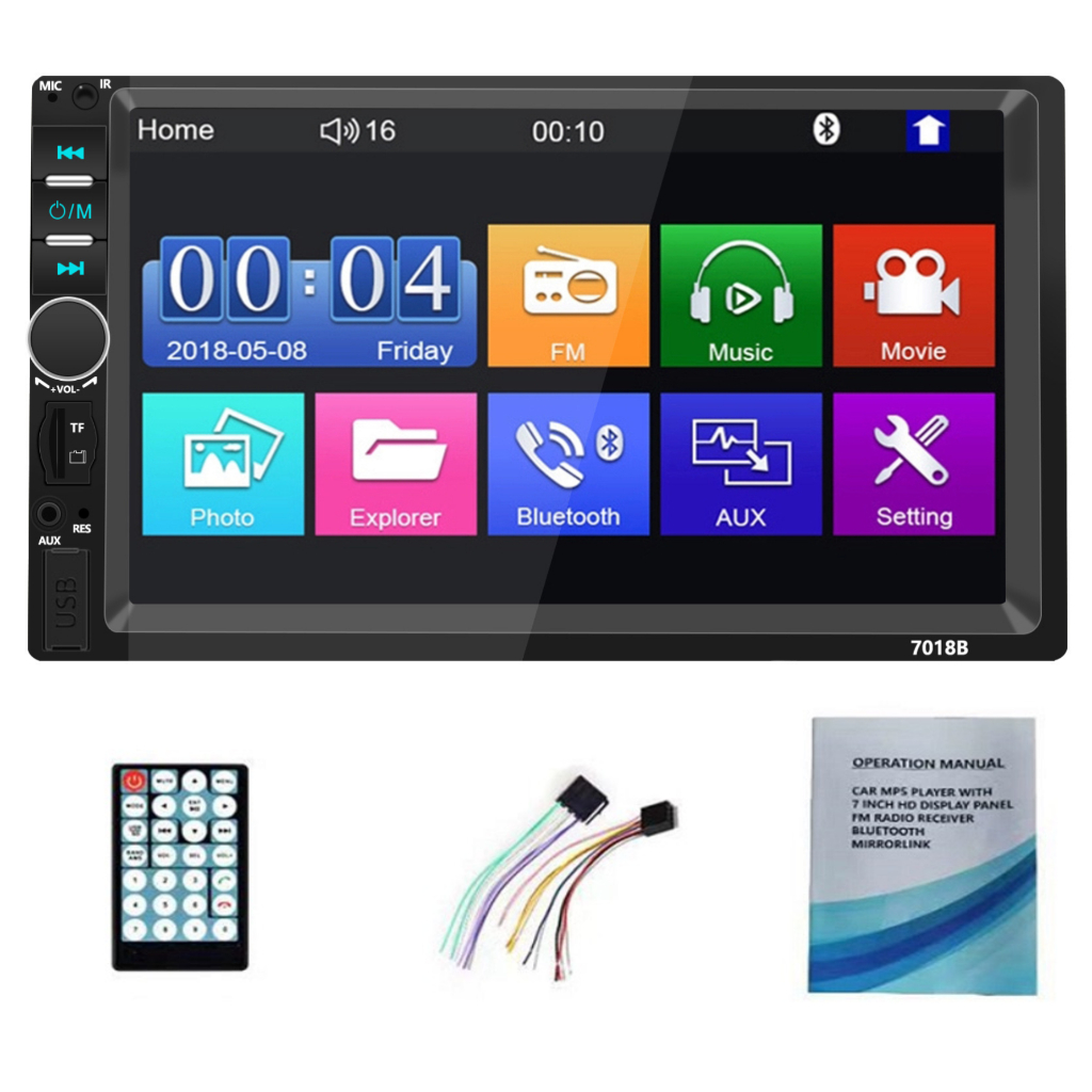 Central Multimídia MP5 Automotiva 7 Polegadas USB/AUX/TF Com Mirrorlink Touch Screen