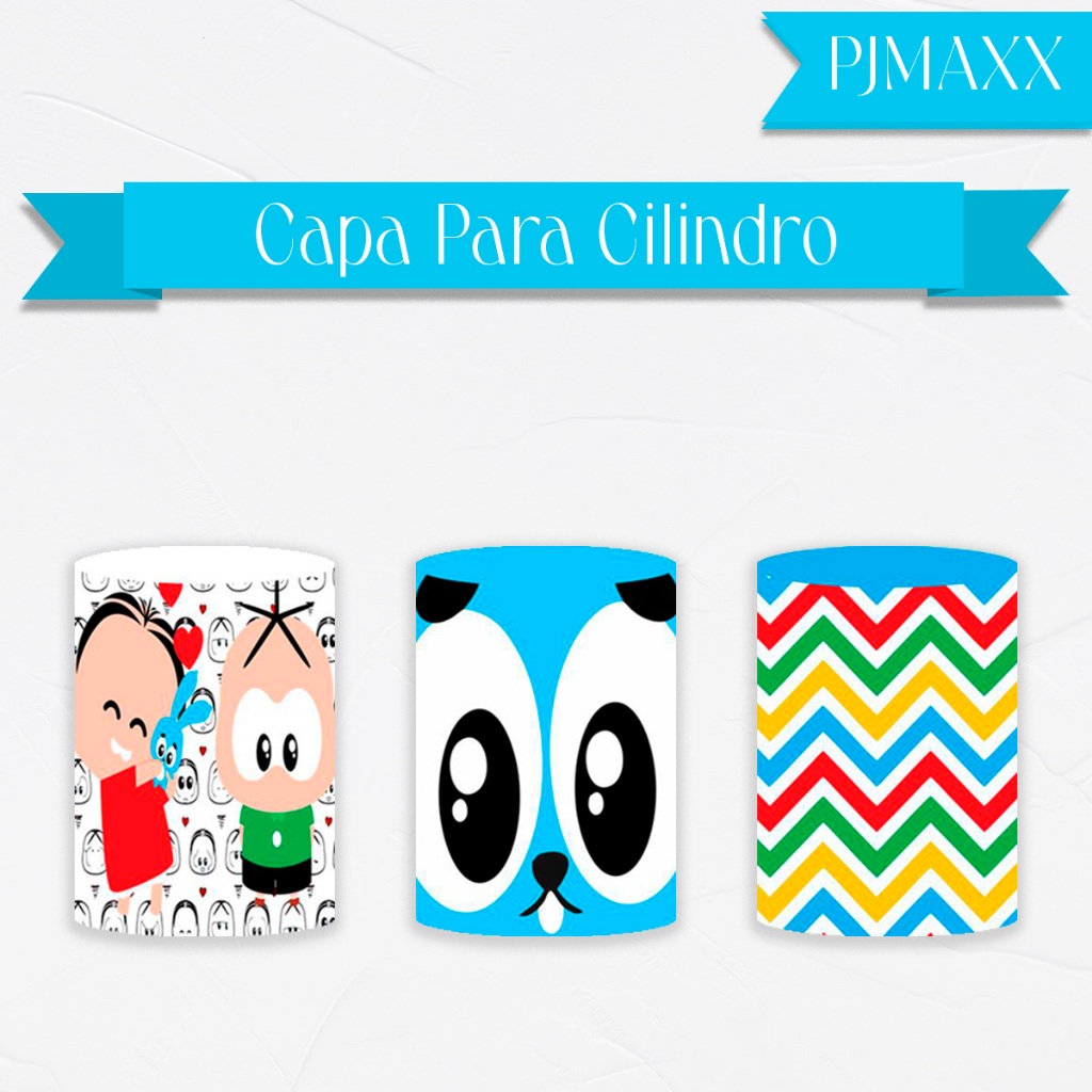 Capa Para Cilindro Tema Monica Toy Sanção Cebolinha Monica ZigZag Decoração Elegante Malha Sublimada