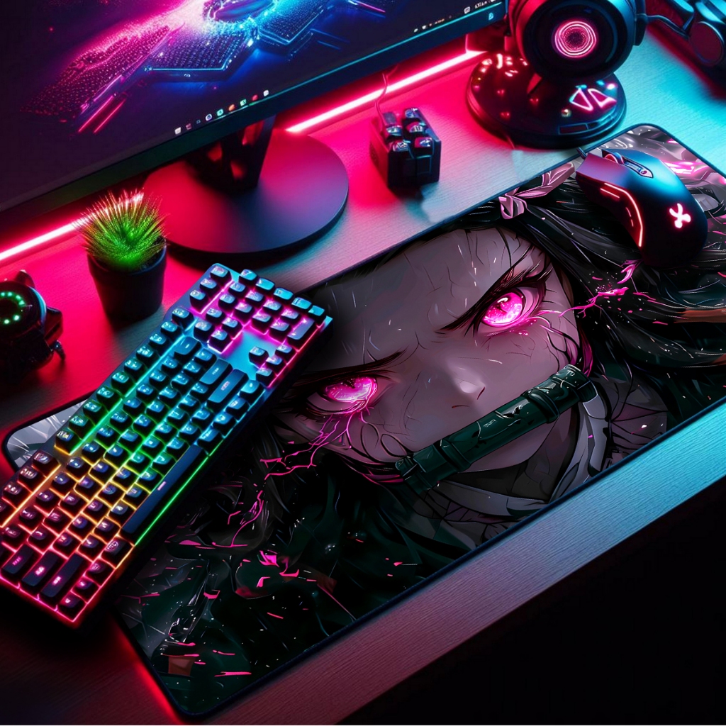 Mouse Pad Gamer Premium 70x35cm Borda Costurada Estampas Caçadores de Oni