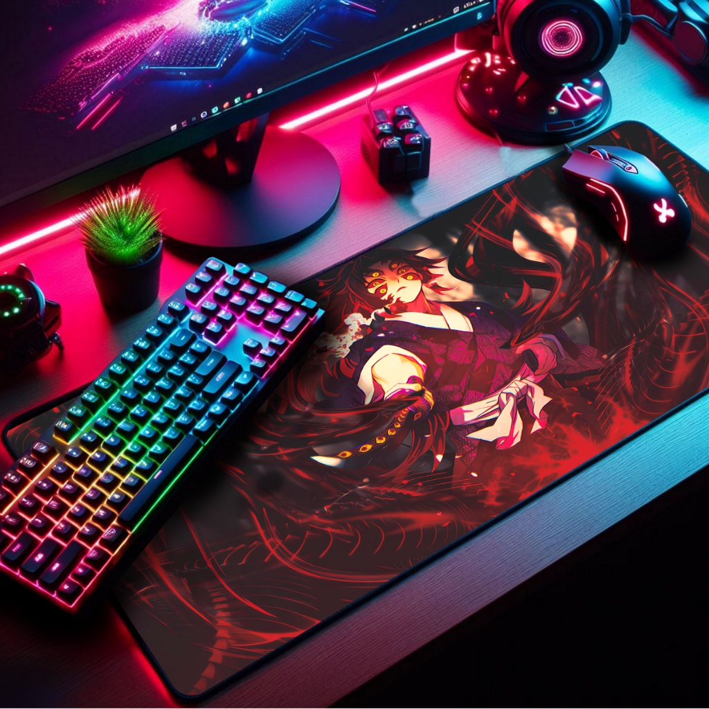 Mouse Pad Gamer Premium Extra Grande 80x40cm Borda Costurada Estampas Caçadores de Oni