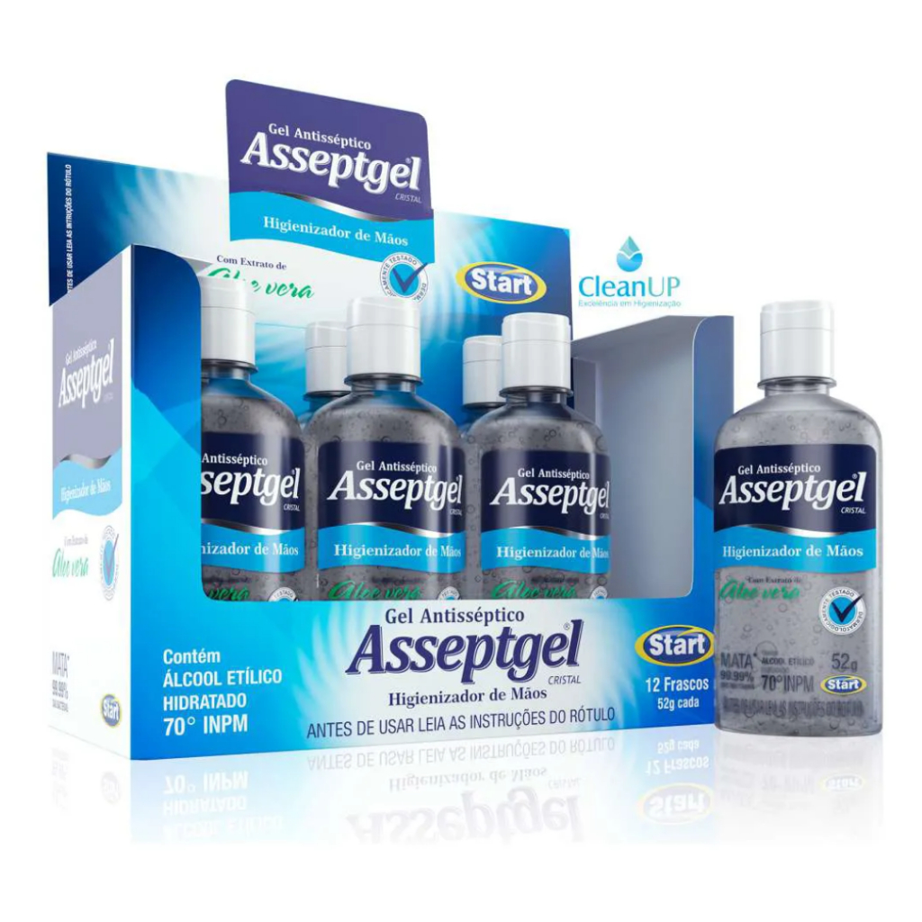 Alcool em Gel Antisséptico 52gr para Mãos Bolsa e Bolso Praticidade Higiene 12 Frascos Atacado