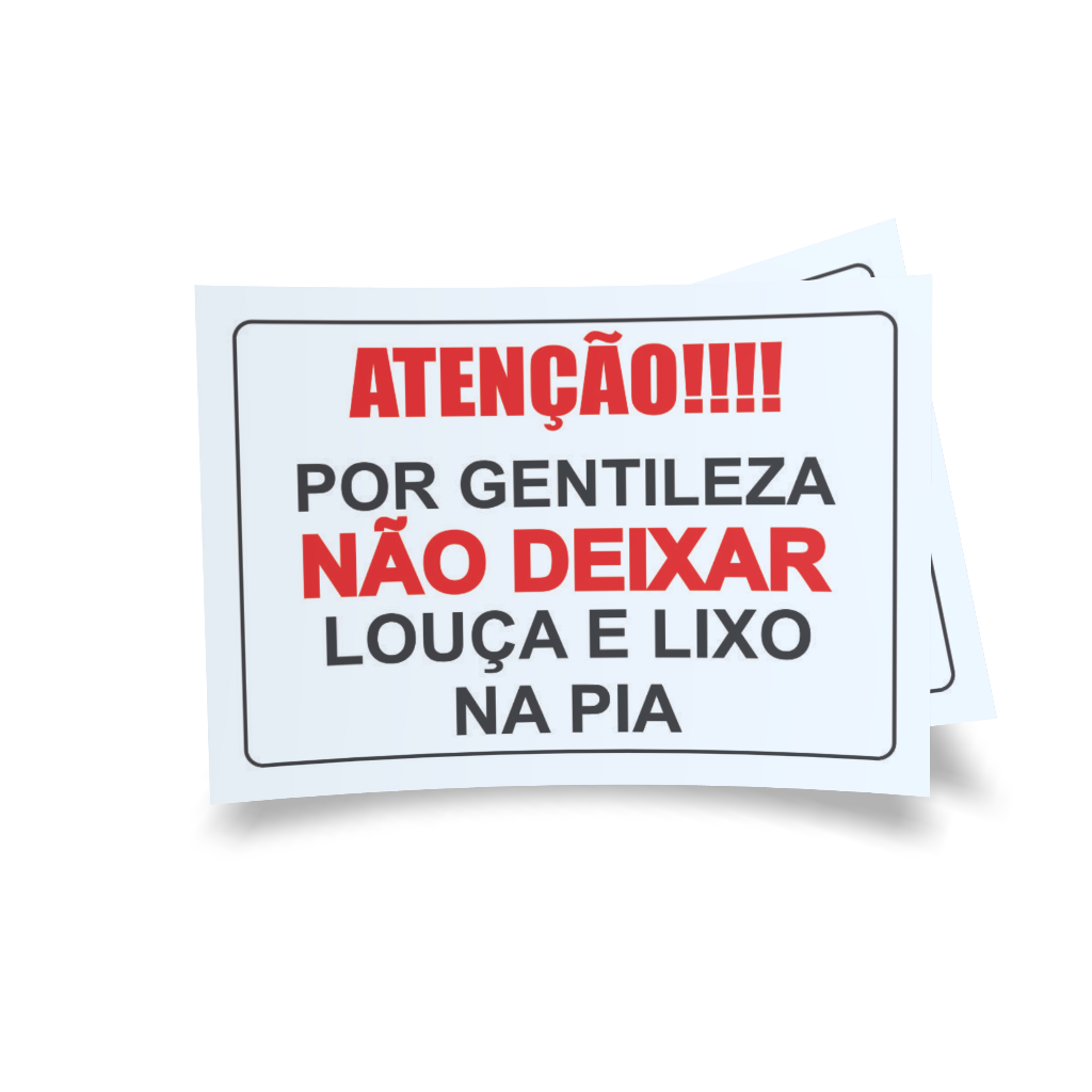 Placa de Sinalização PL(515) - Tema: Não Deixar Lixo na Pia