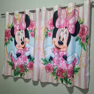 Cortina Infantil Temas Variados Quarto Semi Blackout Minnie em Oferta na Shopee