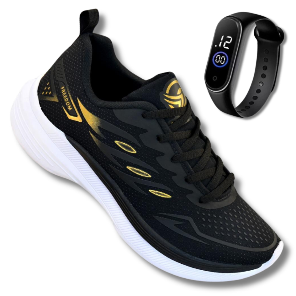 Tenis Masculino Esportivo Trabalho +Relogio em Oferta na Shopee