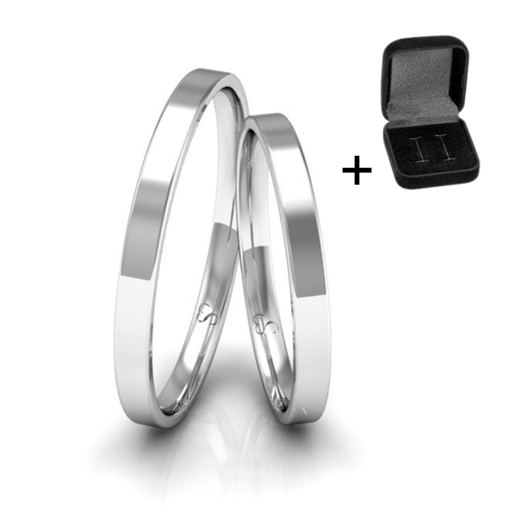 Par de Alianças em Prata 925 - 2mm - Fio reto fina delicada fininha + Caixinha de Veludo em Oferta na Shopee