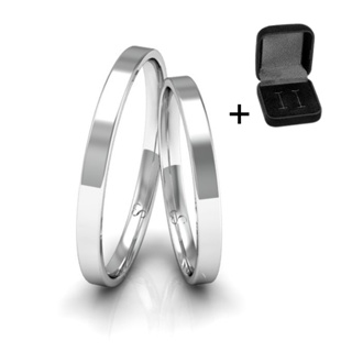 Par de Alianças em Prata 925 - 2mm - Fio reto fina delicada fininha + Caixinha de Veludo em Oferta na Shopee