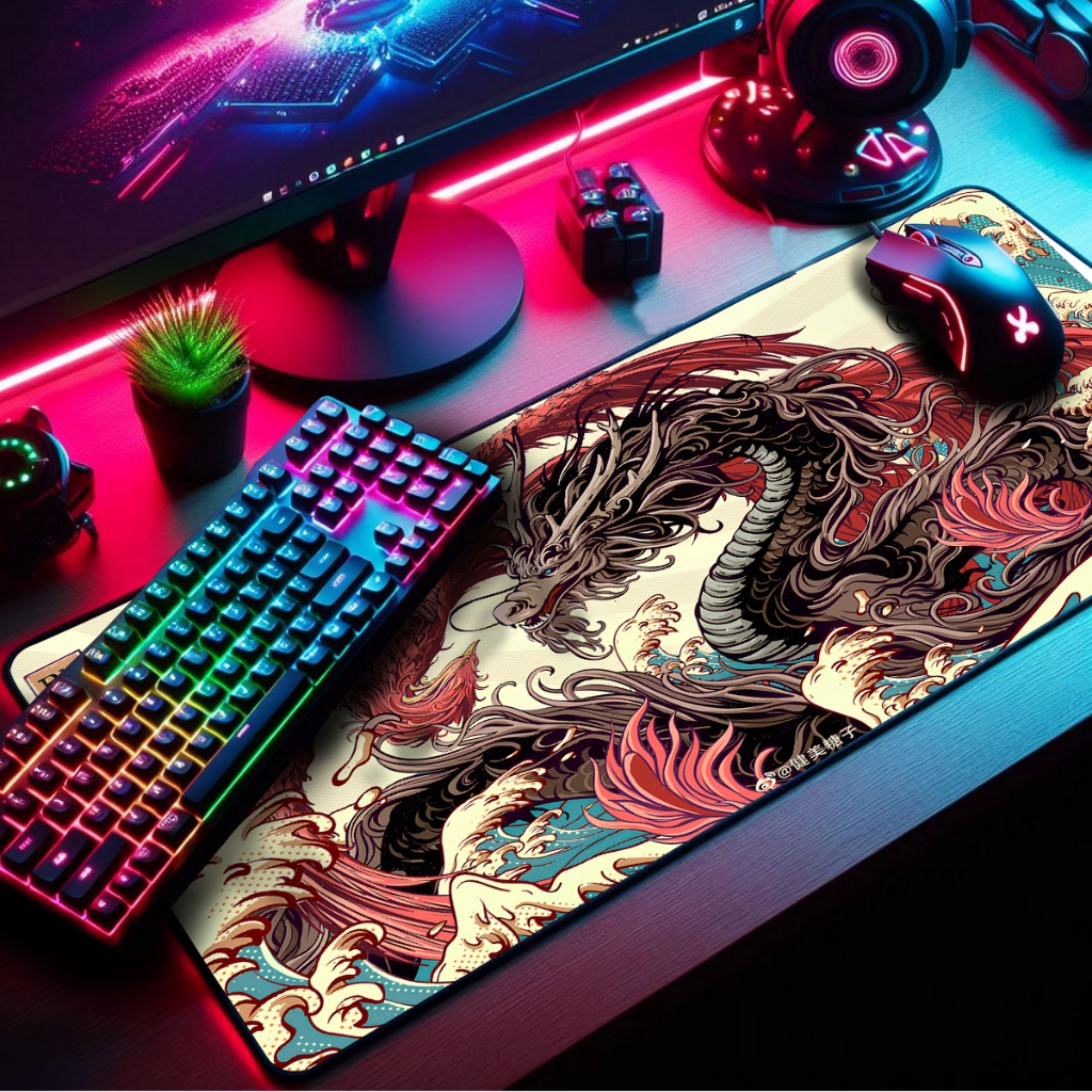 Mouse Pad Gamer Premium Extra Grande 90x55cm Borda Costurada Diversas Estampas Dragões