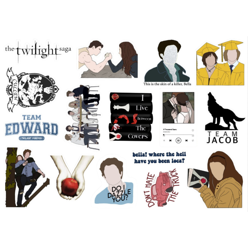 CREPÚSCULO 1 - CARTELA DE ADESIVOS (sem recorte, com recorte ou a prova d'água) - twilight saga