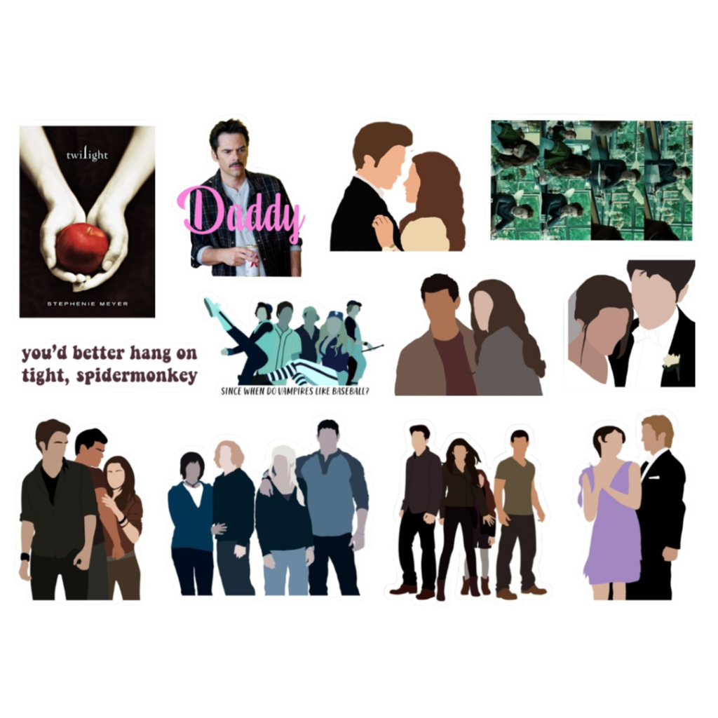 CREPÚSCULO 2 - CARTELA DE ADESIVOS (sem recorte, com recorte ou a prova d'água) - twilight saga
