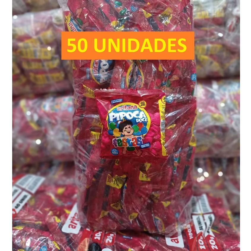 Pacote Pipoca Doce Aritana 50 unidades 10g - Festa/Aniversario em Oferta na Shopee