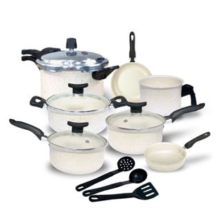 Jogo de Panelas Antiaderente Teflon  Mônaco 10 Peças Panela de Pressão Fechamento Externo 2.5L em Oferta na Shopee