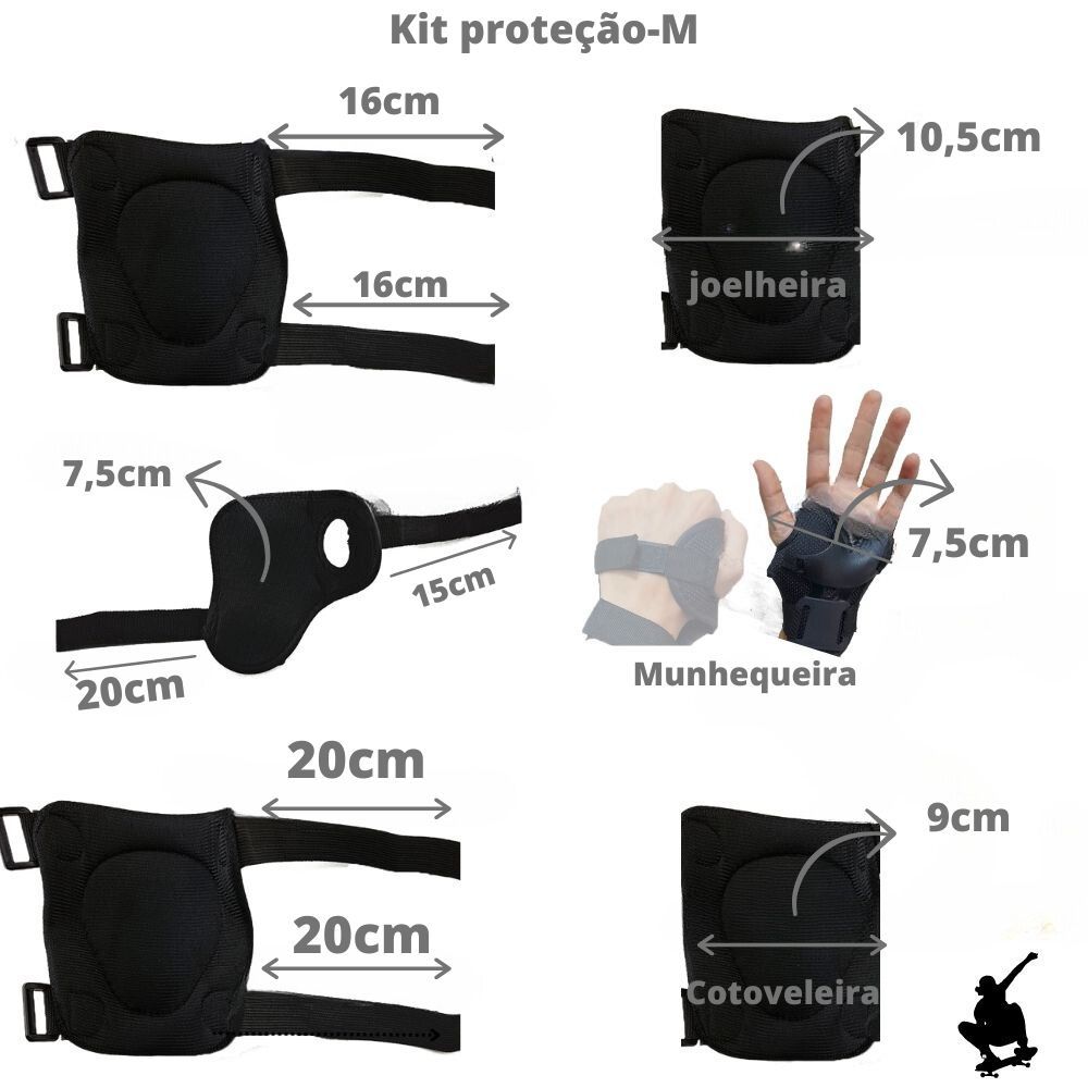 Kit de Proteção Juvenil Adulto Spin Skate Patins Segurança