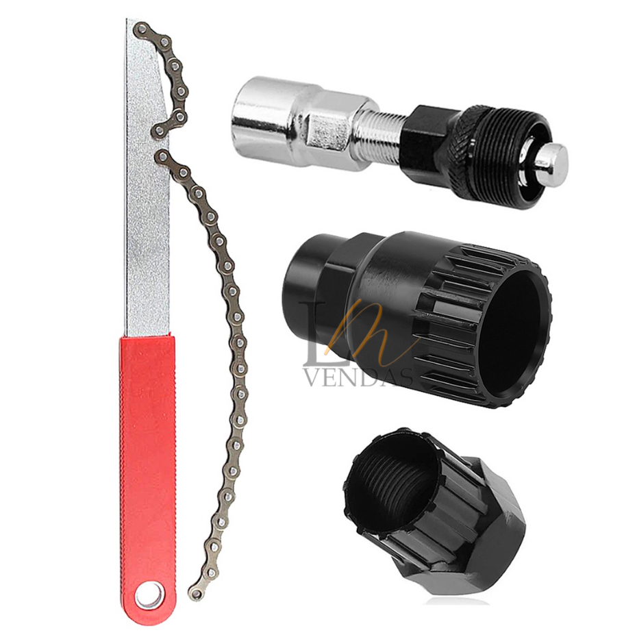 Kit Chaves Extratora Corrente Pedivela Cassete Extratora Roda Livre Catraca Cassete Extratora de Pedivela Pedal Bike Extratora do Movimento Central