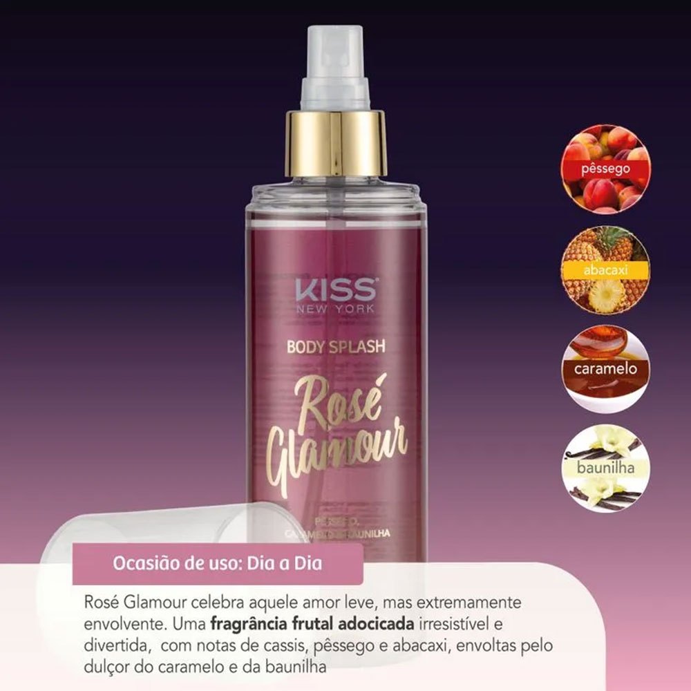 BODY SPLASH ROSE GLAMOUR KISS NEW YORK BS05B em Oferta na Shopee
