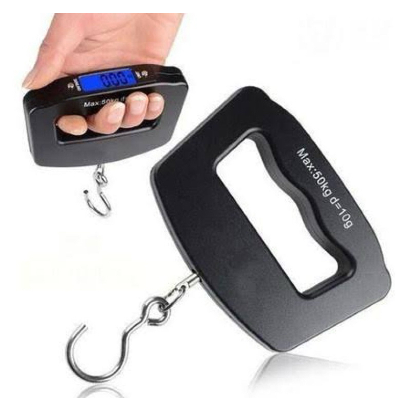 Balança Digital de Mão Bagagem Viagem Portátil Bolsa Mala Peixe Pesa até 50KG Visor Claro Noturno
