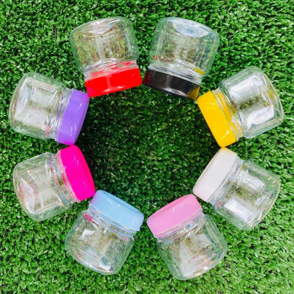 06 unid Pote Geleinha Redondo 50ml. Pote Plástico Tipo Geleia. Ideal para lembrancinhas