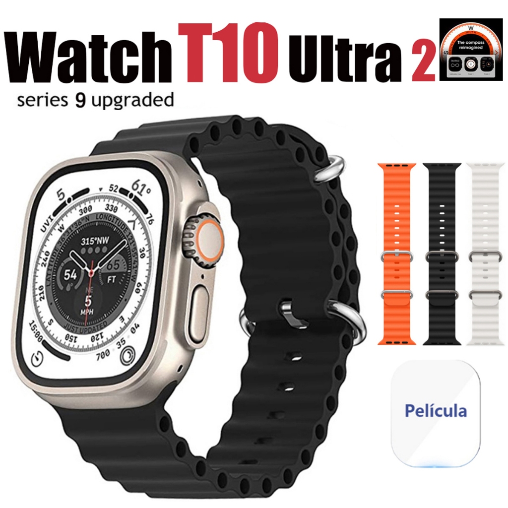 Smartwatch T10 Ultra 2 2024 Nova Série 9 Smart Watch 2.09 Inch HD 49mm Bluetooth Com Calculadora