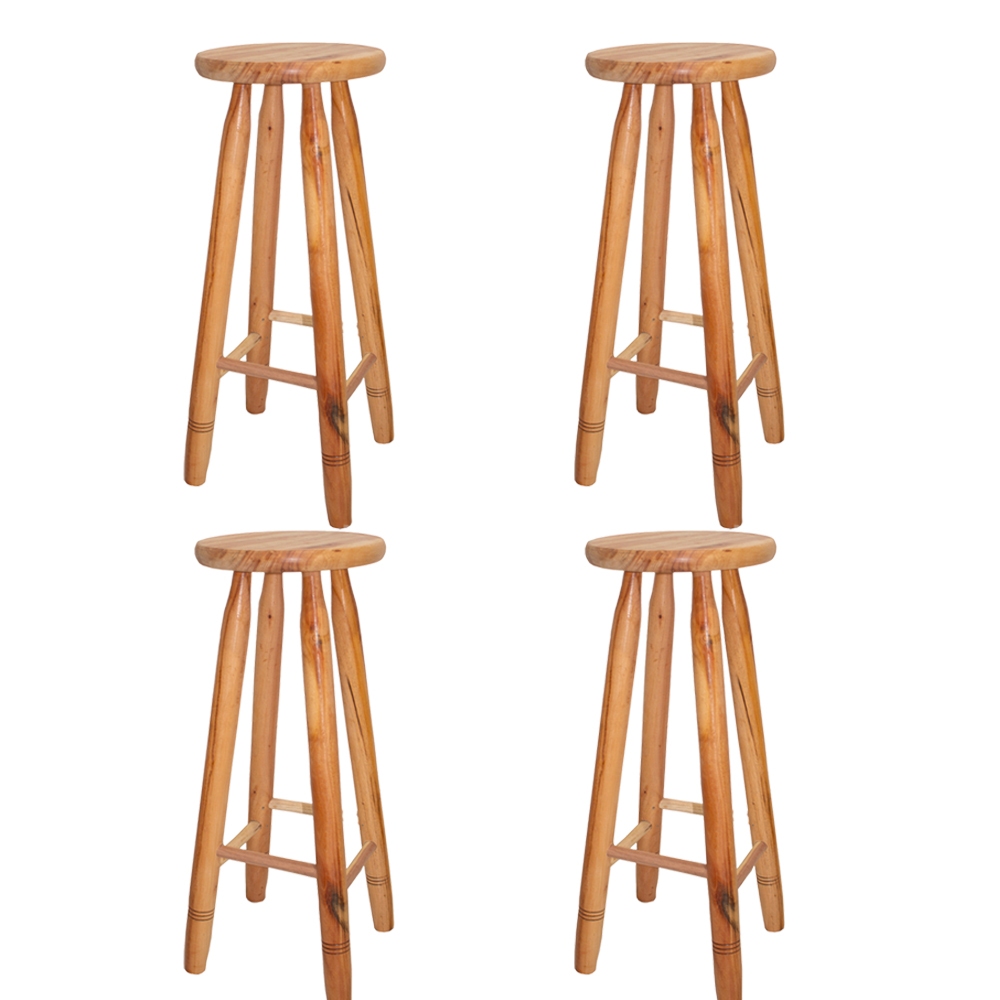 4 Bancos Madeira Maciça 70cm Alta Banqueta Tamborete Reforçado kit conjunto