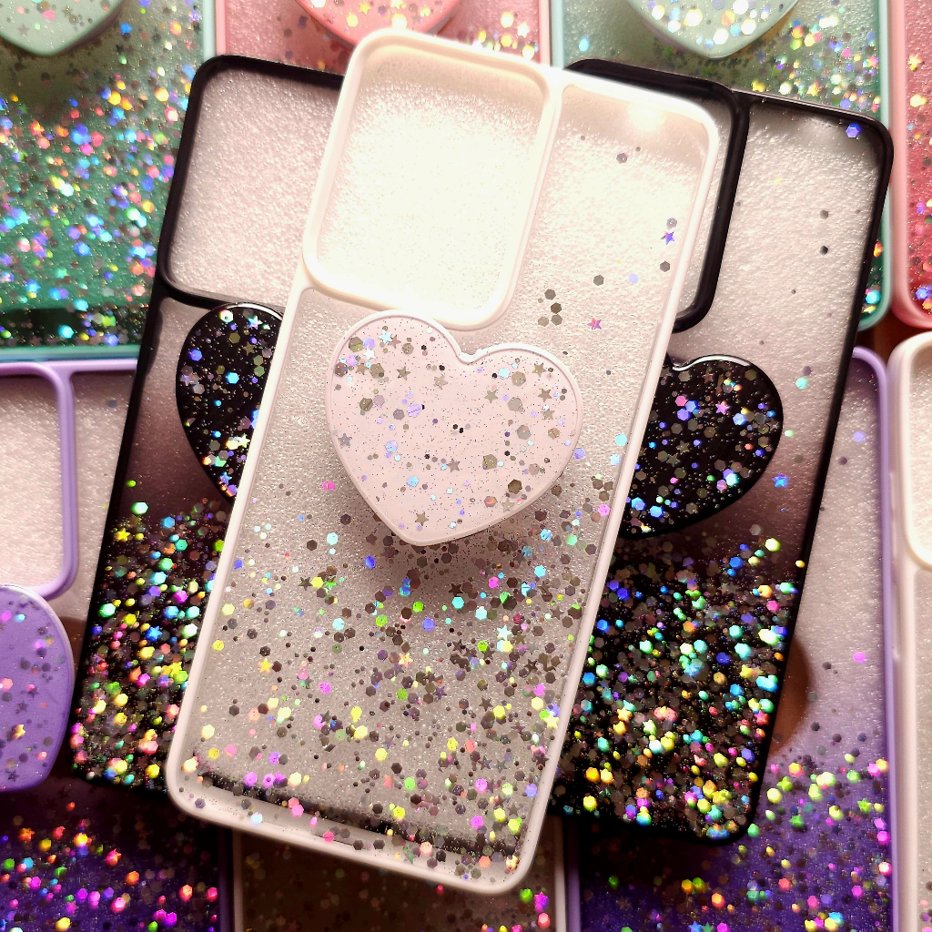 Capa Capinha anti impacto para Motorola Moto G24 - Capinha com glitter e Pop Socket para Moto G24 Power G04 G04S