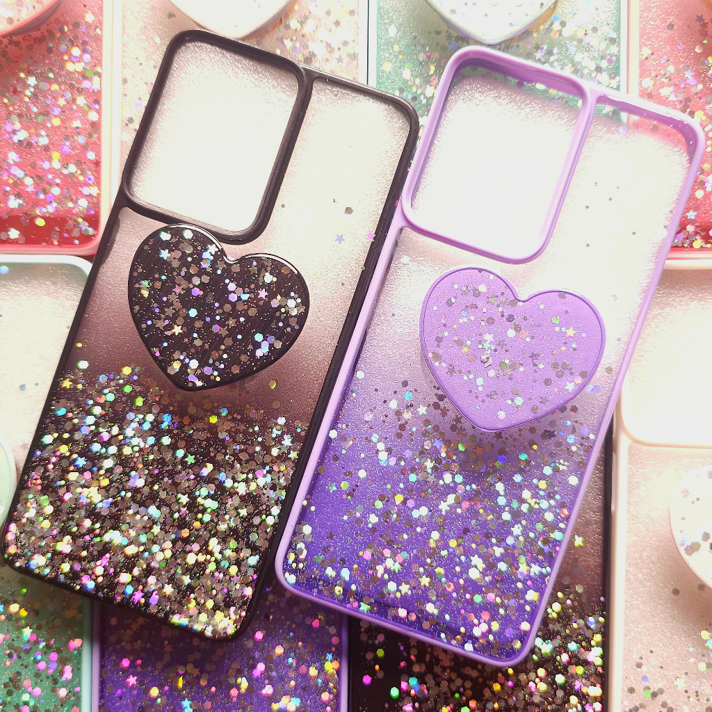 Capa Capinha case anti impacto para Motorola Moto G34 - Capinha com glitter e Pop Socket para  Motorola Moto G34