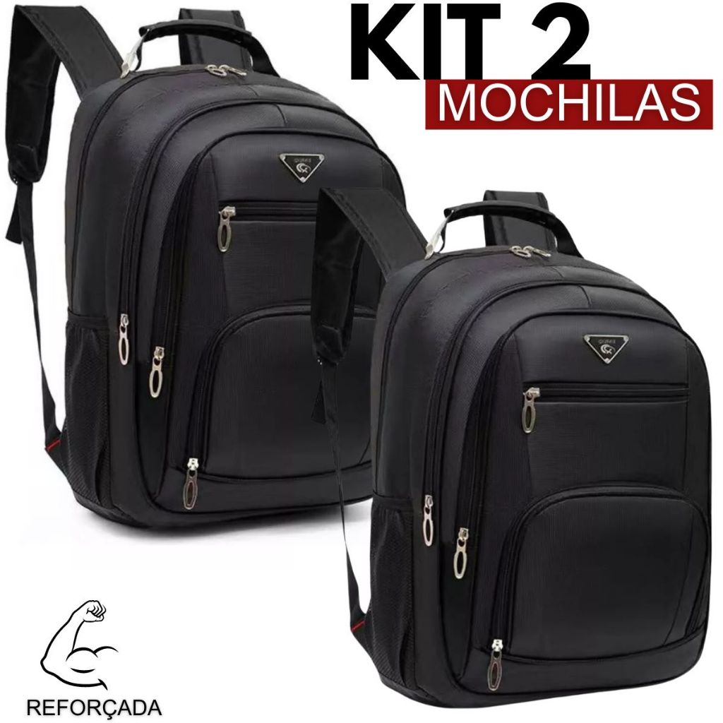 Kit 02 Mochila Escolar Notebook Resistente impermeável Unissex em Oferta na Shopee