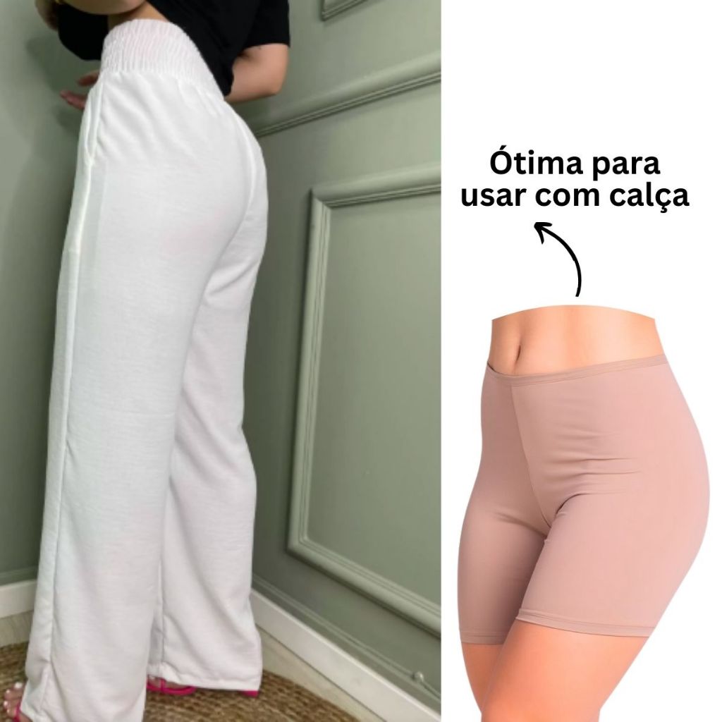 Kit 2 Short Anágua Segunda Pele Shortinho Liso Cintura Alta Vestido - Anagua