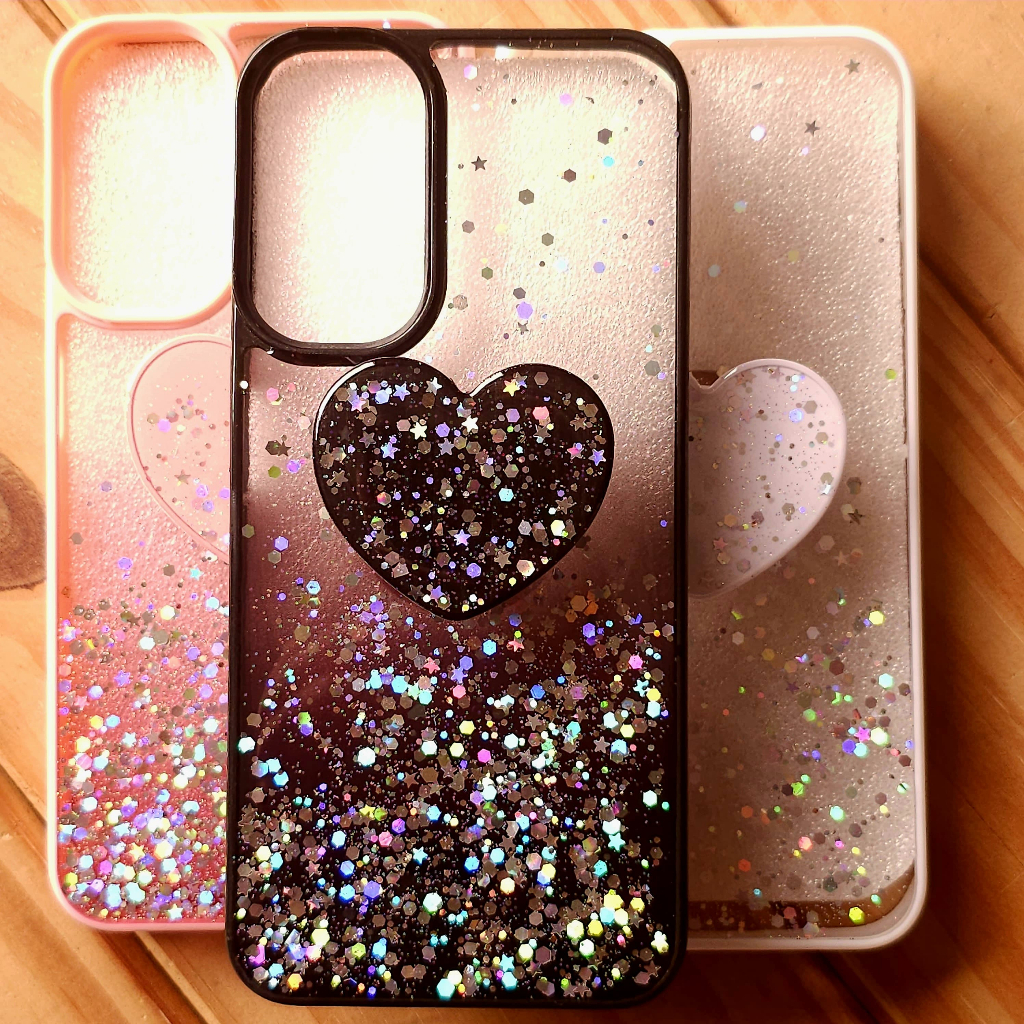 Capa Capinha case anti impacto para Samsung Galaxy A55 - Capinha com glitter e Pop Socket para Samsung Galaxy A55
