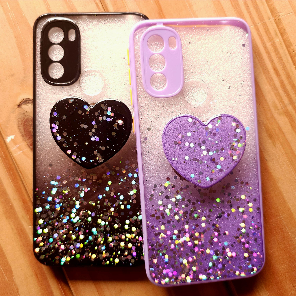 Capa Capinha case anti impacto para Motorola Moto G31 - Capinha com glitter e Pop Socket para  Motorola Moto G31
