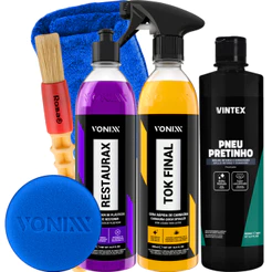 Kit Cera Tok Final Spray Pneu Pretinho Restaurax Vonixx